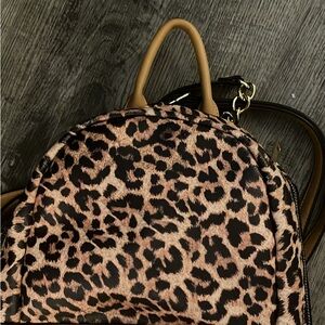 JustFab Animal Print Backpack with Brown Details